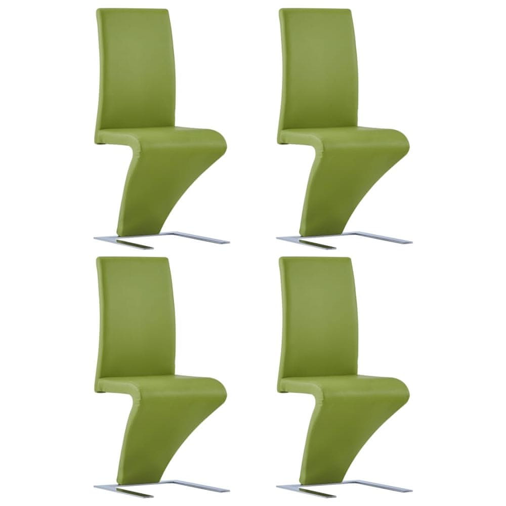 Petromila vidaXL Jedálenské stoličky cikcakový tvar 4 ks zelené umelá koža